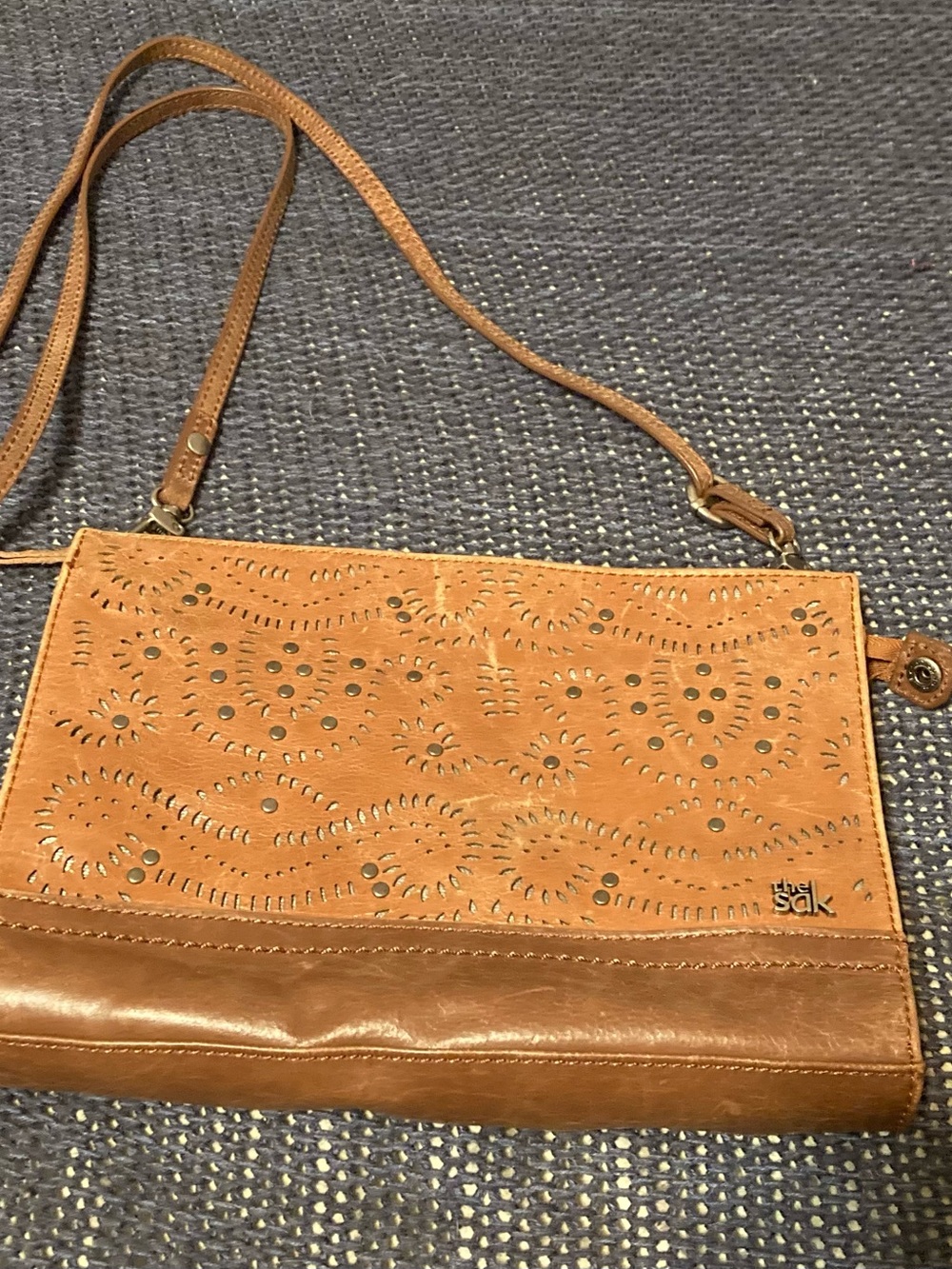 The Sak Brown Laser-Cut Leather Crossbody Bag